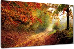 Vászonkép 120x70 Út az erdőben ősz