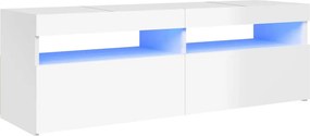 vidaXL magasfényű fehér TV-szekrény LED-lámpákkal 120 x 35 x 40 cm