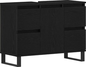 vidaXL Fürdőszoba Székény fiókkal Fekete tölgy 80 x 33 x 60 cm Faanyag