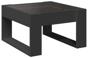 fekete végtelen hatású LED-es dohányzóasztal 50 x 53 x 30 cm