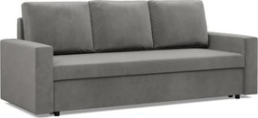 Zeus kanapéágy, bársony, hab töltet, egyenes kartámasz, világosszürke