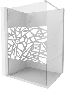 Mexen Kioto, Walk-In zuhany paraván 140 x 200 cm, 8 mm átlátszó üveg fehér mintás, csiszolt acél profil, 800-140-101-97-85