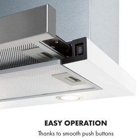 Klarstein Mariana 60, kihúzható páraelszívó, 60 cm, 500 m³/ó, elszívás, LED, fehér