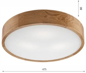 OAK mennyezeti lámpa 3xE27/60W/230V tölgy, Ø 47,5 cm