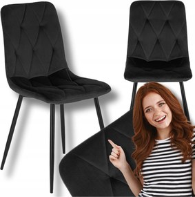 Velúr kárpitozott szék Étkező Konyha Nappali Loft Fekete Robin