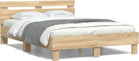 vidaXL sonoma tölgy színű szerelt fa ágykeret fejtámlával 120 x 190 cm