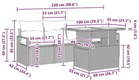 Kerti Kanapé Szett 5 pcs bézs és krémszínű 100 x 55 x 73 cm