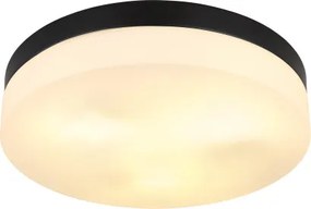 Globo 32113B Kültéri könnyű alumínium fekete matt, üveg fehér, IP44, ø: 300mm, M:65mm, fényforrás nélkül szállítva 3x E27 ILLU 40W 230V