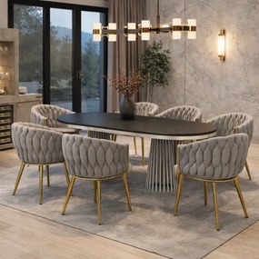Étkezőszék, szürkésbarna Taupe Velvet szövet/gold króm arany, DEILA