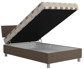 GEORGE kárpitozott ágy 120x200 cm, tárolóval és matraccal, barna