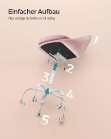 Irodai forgószék, párnázott, gurulós, pasztell rózsaszín