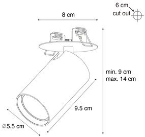 6 darabos modern, süllyesztett spotlámpa szett fehér GU10 50mm - Chels