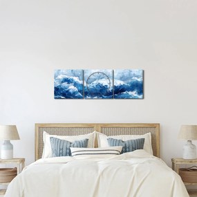 Kép - A tenger illusztrációja (órával) (90x30 cm)