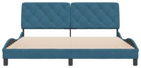 kék bársony ágykeret matrac nélkül 180 x 200 cm