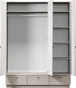 Lorini gardróbszekrény 150 cm polcokkal - kasmír / fekete T-bar fogantyúk