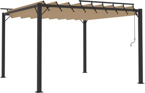 vidaXL tópszínű szövet és alumínium pavilon lamellás tetővel 3 x 3 m