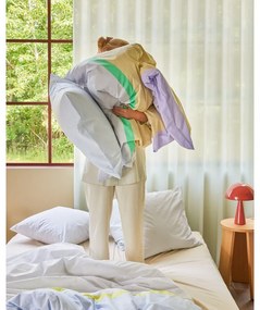 Levendula színű-bézs egyszemélyes hosszabbított pamut ágyneműhuzat 140x220 cm Block – Hübsch