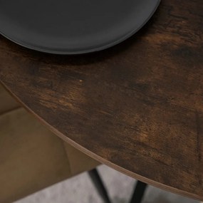 Kerek Étkezőasztal Rusztikus Tölgy/Fekete Színben. LAUREN 90 cm