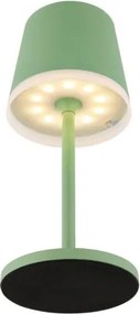 Globo 36637BM Solar asztali lámpa, fém/műanyag halványzöld, műanyag szatírozott, csúszókapcsoló, CR18650 1200mAh 3.7V, IP44, 2 szerelési magasság: 41 cm/26 cm, ø: 110mm, M: 410mm, tartozék: 10x LED 0.06W 3V, 3000K