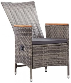 2 db szürke polyrattan kültéri szék párnával