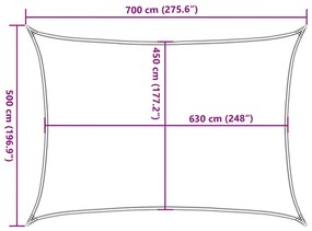 narancssárga négyszögletű HDPE napvitorla 160 g/m² 5x7 m