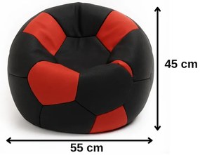 EMI focilabda mintás fekete-piros műbőr babzsákfotel