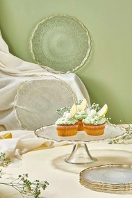 7 részes üveg desszerttányér készlet állvánnyal