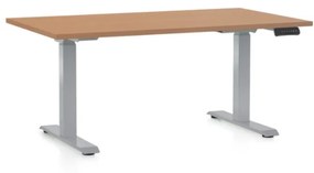 OfficeTech D állítható magasságú asztal, 140 x 80 cm, szürke alap, bükk