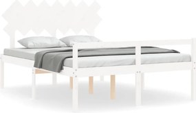 vidaXL fehér tömör fa ágy időseknek fejtámlával 140x200 cm