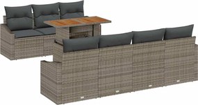 vidaXL Kerti Kanapé Szett tárolóval 8 pcs Szürke Poli rattan
