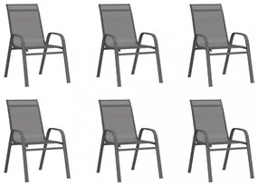 7 részes szürke és fekete kerti étkezőgarnitúra