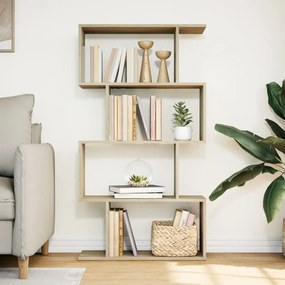 4 szintes sonoma tölgy fa elválasztó könyvespolc 70x24x129 cm