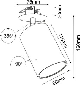 Brosline 3256 - Süllyesztett mennyezeti spotlámpa ACE 1xGU10/10W/230V fekete