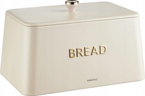 Egyrészes kenyértartó, bézs színű fémből