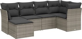 vidaXL 6 részes szürke polyrattan kerti ülőgarnitúra párnákkal