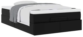 Ottomán ágykeret matraccal Fekete 120x200cm műbőrrel