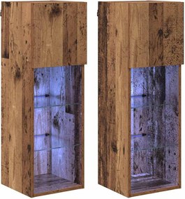 vidaXL Fali TV szekrények 2 pcs Öreg fa 30,5 x 30 x 90 cm Faanyag