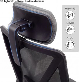 Ergonomikus irodai szék sötétszürke VECTOR