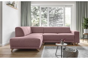 Rózsaszín kinyitható-tárolóhelyes sarokkanapé (bal oldali-L alakú) Classy Sophie – Miuform
