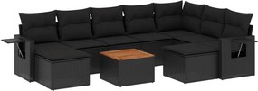 vidaXL 10 részes fekete polyrattan kerti ülőgarnitúra párnákkal