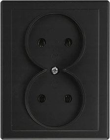 Dupla aljzat földelés nélkül IP20 16A 250V Süllyesztett matt fekete