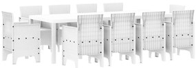 vidaXL Kert étkező szett 11 pcs Fehér Polipropilén