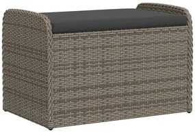 szürke polyrattan tárolópad párnával 80 x 51 x 52 cm