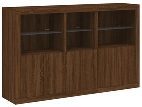 barna tölgy színű tálalószekrény LED-ekkel 162 x 37 x 100 cm