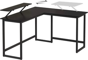 Sarok íróasztal monitor állvánnyal, fekete 140x130x92cm