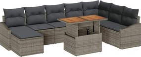 vidaXL Kert étkező szett párnával 9 pcs Szürke és Barna