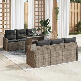 Kerti Kanapé Szett 7 pcs Szürke 100 x 55 x 73 cm Poli rattan