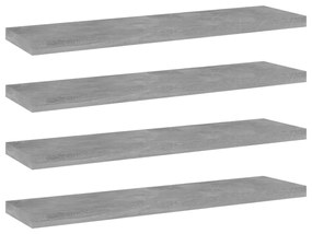 4 db betonszürke szerelt fa könyvespolc 40 x 10 x 1,5 cm