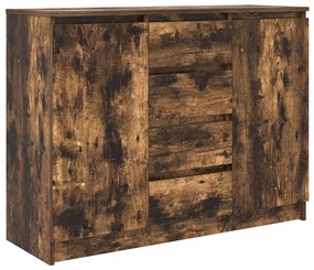 füstölt tölgy szerelt fa tálalószekrény fiókos 100,5x35x76 cm