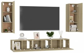 5 részes sonoma tölgy színű szerelt fa TV-szekrényszett